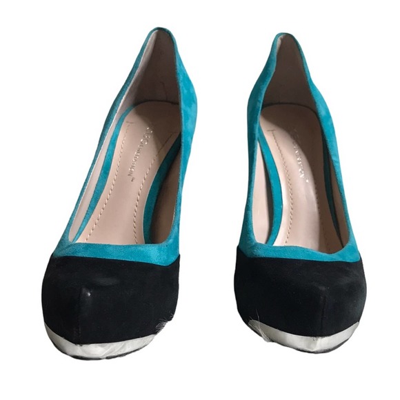 Bcbgmaxazria | Pandee Suede Blue & Black Platform Heels - Picture 10 of 10